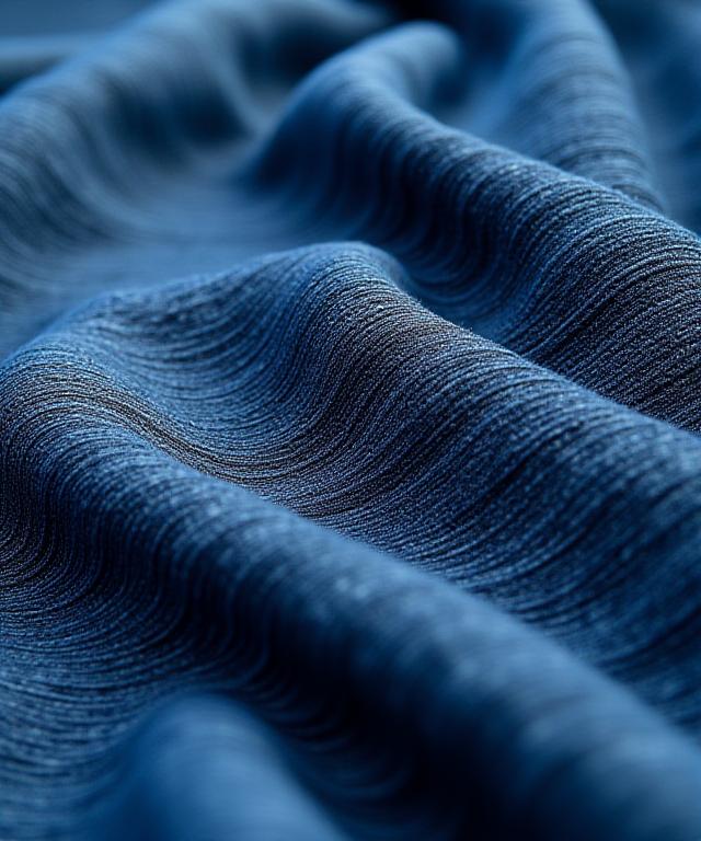 日本の伝統的な藍染生地の精巧なテクスチャのクローズアップ